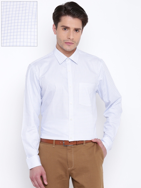 

Blackberrys Men White & Blue Slim Fit Checked Formal Shirt