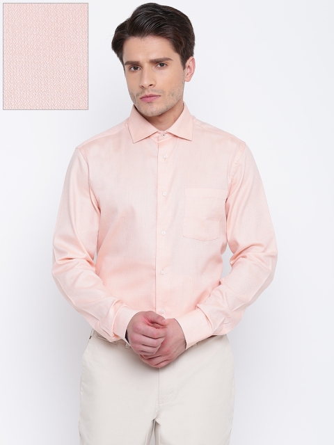 

Blackberrys Men Peach-Coloured Slim Fit Self Design Formal Shirt