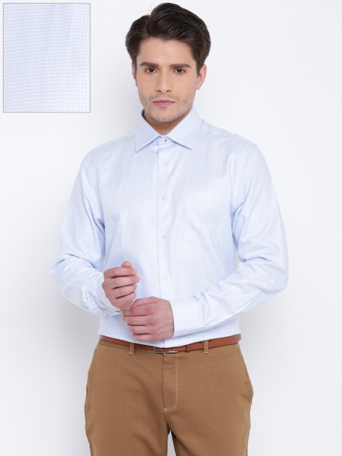 

Blackberrys Men Blue & White Smart Fit Self-Design Formal Shirt
