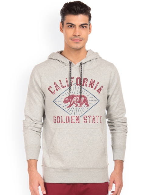 

Aeropostale Men Grey Printed Hooded Sweatshirt