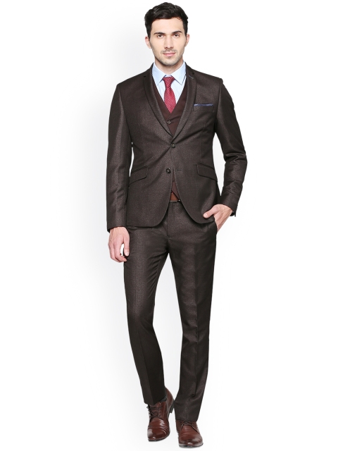 

V Dot Brown Skinny Fit Single-Breasted Formal Suit