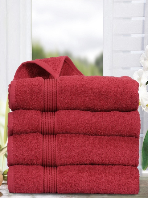 

BIANCA Set of 4 Red 380 GSM Cotton Bath Towels