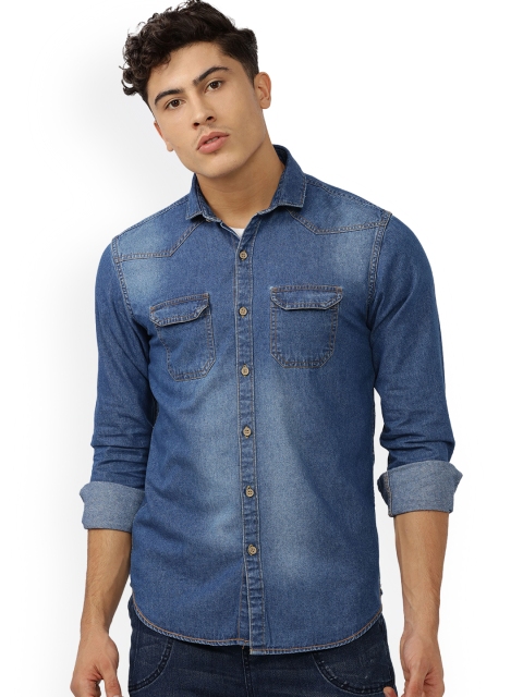 

Campus Sutra Men Blue Regular Fit Faded Casual Shirt