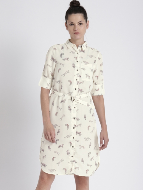 

Chemistry Women Off-White Printed Shirt Dress