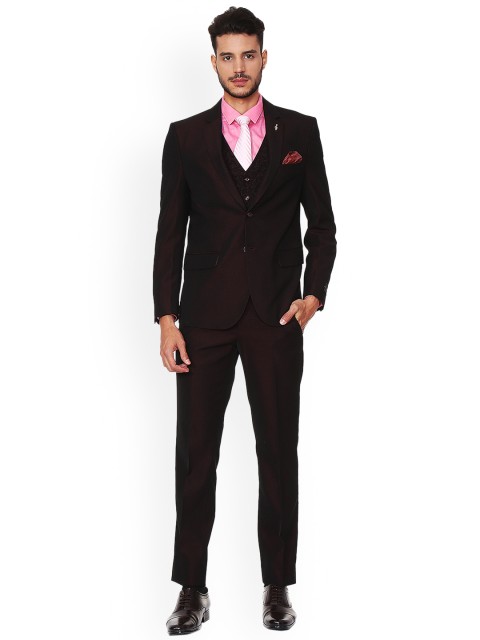 

Van Heusen Men Maroon Solid Slim Fit Single-Breasted Suit