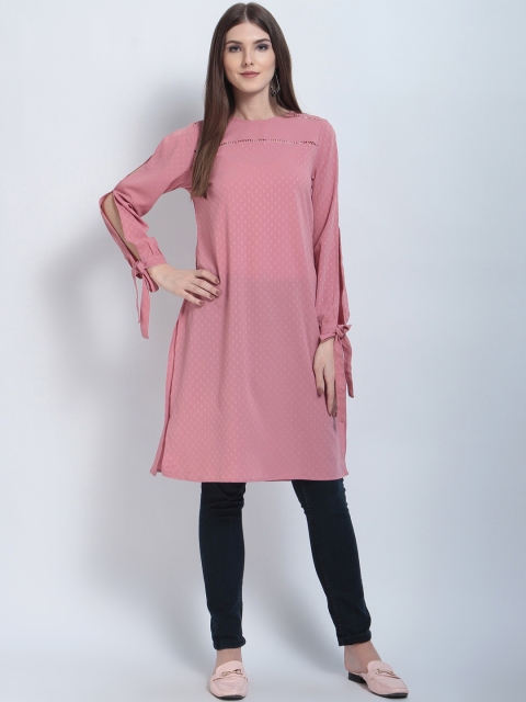 

RARE ROOTS Women Pink Solid Straight Kurta