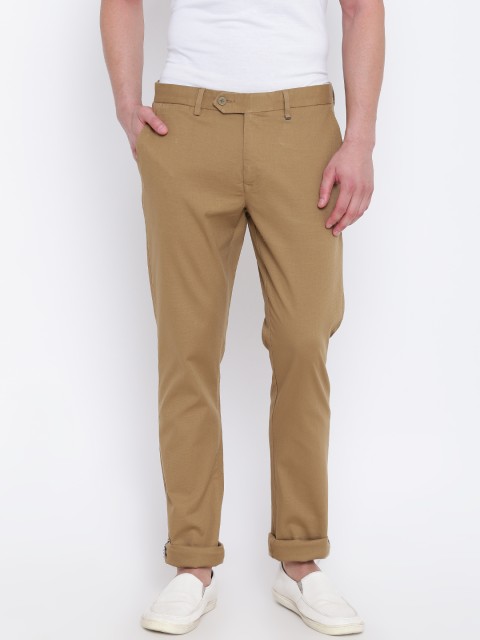 

Blackberrys Men Khaki Solid Regular Trousers