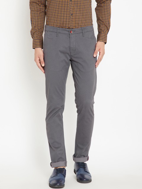 

Blackberrys Men Charcoal Grey Regular Fit Solid Regular Trousers