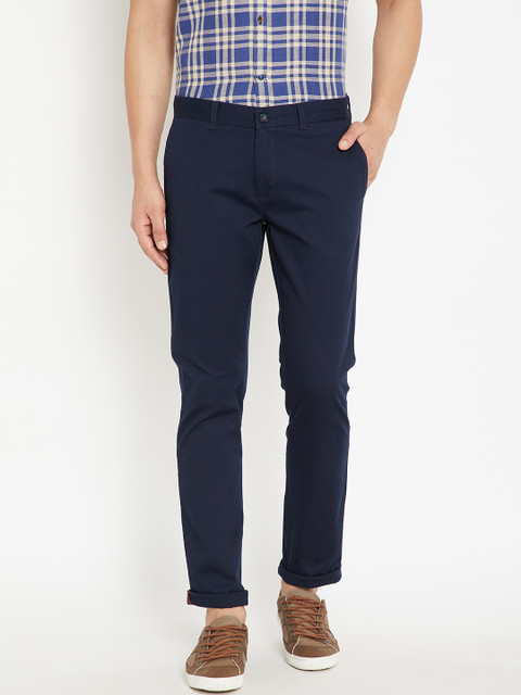 

Blackberrys Men Navy Blue B-95 Slim Fit Solid Regular Trousers