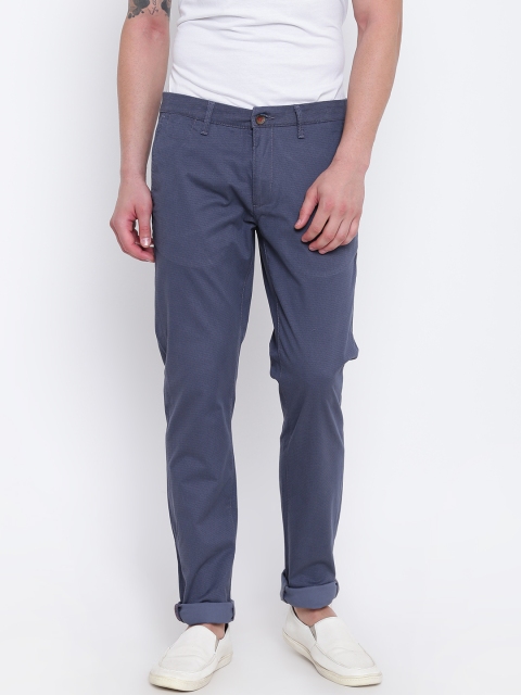 

Blackberrys Men Blue Solid Regular Trousers