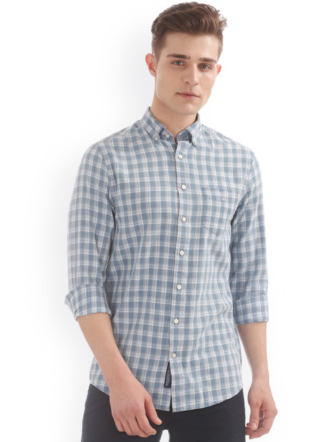

GANT Men Blue & White Regular Fit Checked Casual Shirt