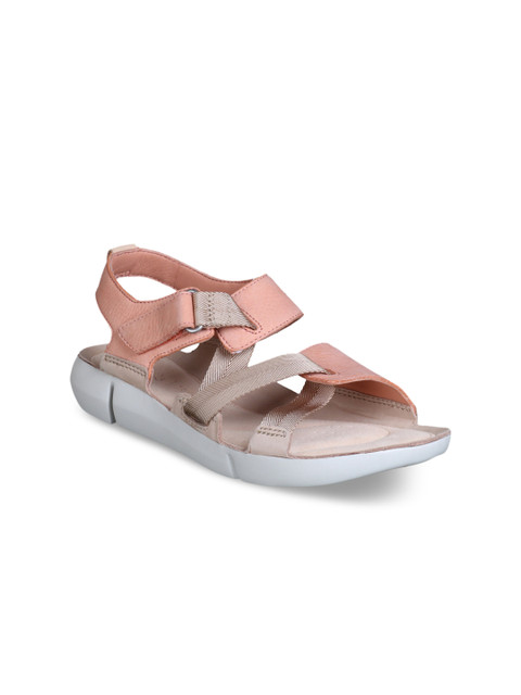 

Clarks Women Pink & Beige Leather Comfort Sandals