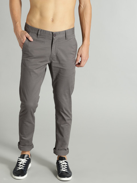 

Roadster Men Grey Solid Chinos