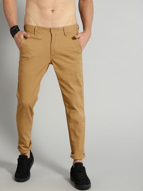 

Roadster Men Khaki Regular Fit Solid Regular Trousers