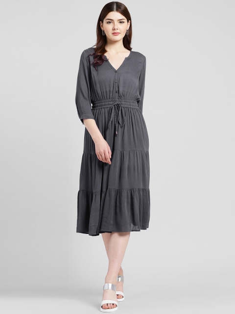 

MIWAY Women Grey Solid Fit and Flare Dress