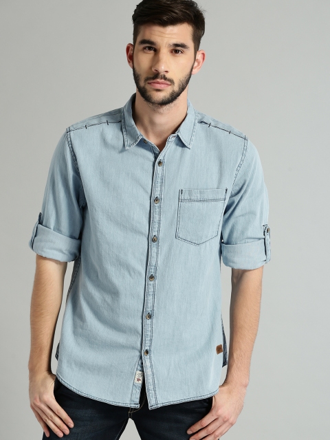 

Roadster Men Blue Regular Fit Solid Casual Denim Shirt