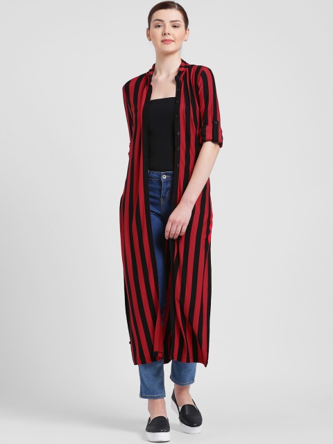 

Texco Red & Black Striped Button Shrug