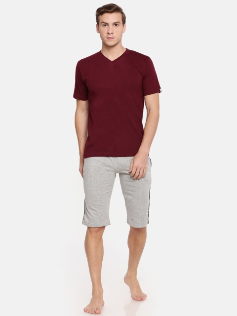

Urban Dog Maroon & Grey Melange Solid Lounge Set UDTSH06_UDLP04