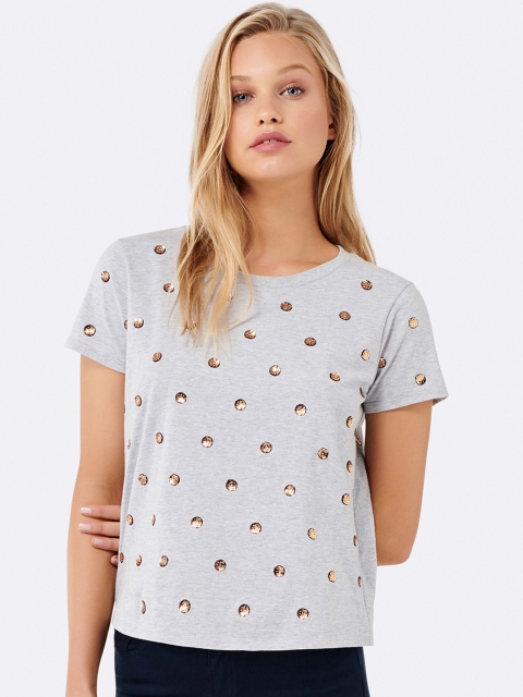 

Forever New Women Grey Embellished Top