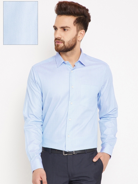 

Blackberrys Men Blue & White Smart Fit Self Design Formal Shirt