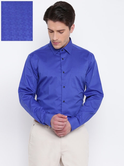 

Blackberrys Men Blue Slim Fit Self Design Formal Shirt