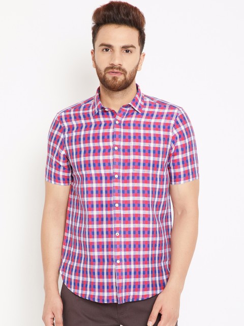 

Blackberrys Men Red & Blue Smart Fit Checked Casual Shirt