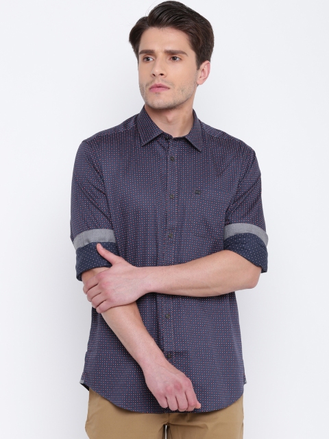 

Blackberrys Men Navy Blue & Red Slim Fit Printed Casual Shirt
