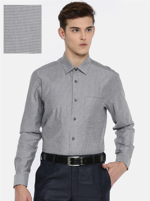 

Blackberrys Men Grey & Black Slim Fit Self Design Casual Shirt