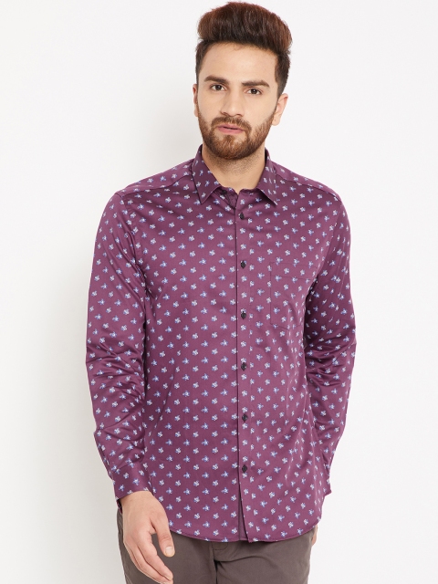 

Blackberrys Men Burgundy & Blue Slim Fit Printed Casual Shirt
