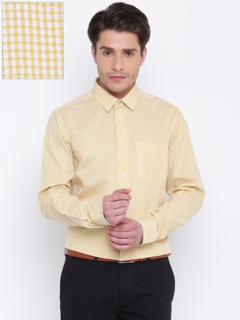 

Blackberrys Men Mustard & White Slim Fit Checked Formal Shirt