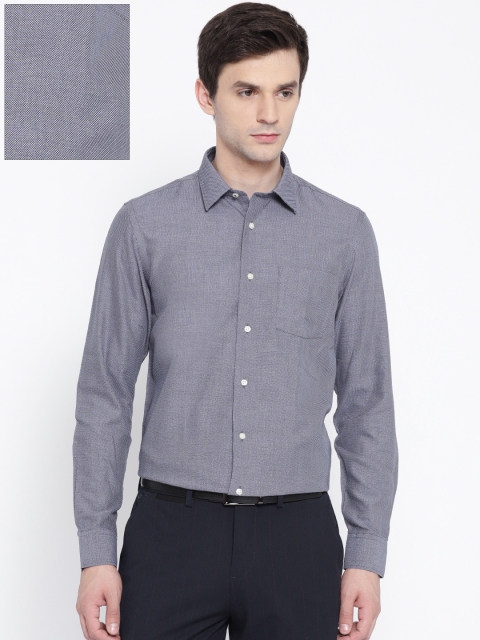 

Blackberrys Men Navy Blue & White Smart Fit Self Design Formal Shirt