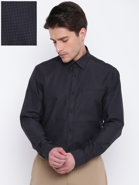 

Blackberrys Men Black & Brown Slim Fit Self Design Formal Shirt
