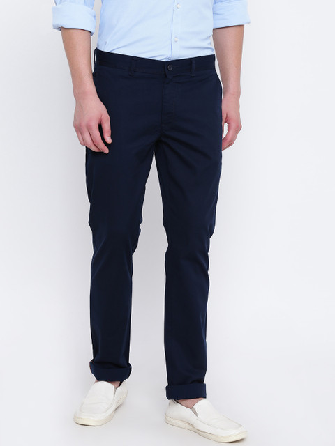

Blackberrys Men Navy Solid Regular Trousers, Navy blue