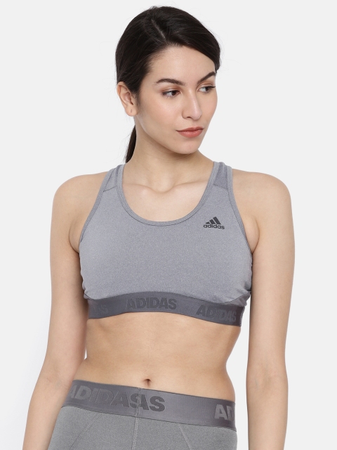 

ADIDAS Grey Solid DRST SPR PD Alphaskin Training Sports Bra DP1663