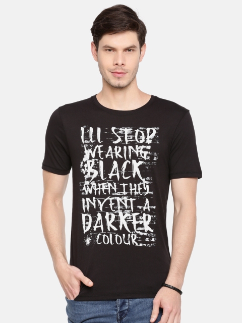 

ONLY & SONS Men Black Printed Round Neck T-shirt