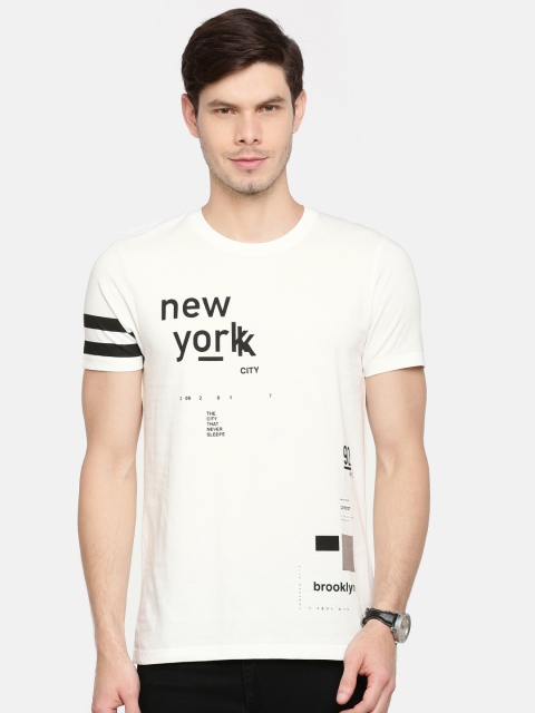 

ONLY & SONS Men White Printed Round Neck T-shirt