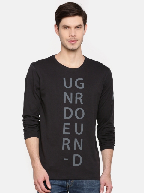 

ONLY & SONS Men Grey Printed Round Neck T-shirt