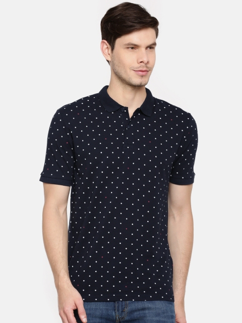 

ONLY & SONS Men Navy Printed Polo Collar T-shirt, Navy blue