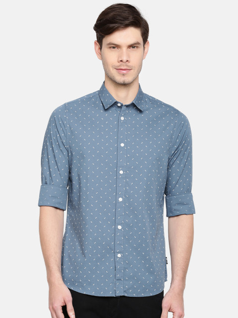 

ONLY & SONS Men Blue Slim Fit Printed Casual Shirt