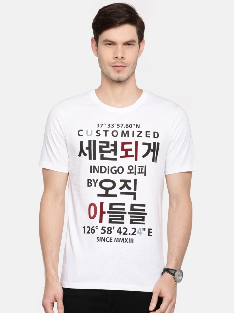 

ONLY & SONS Men White Printed Round Neck T-shirt