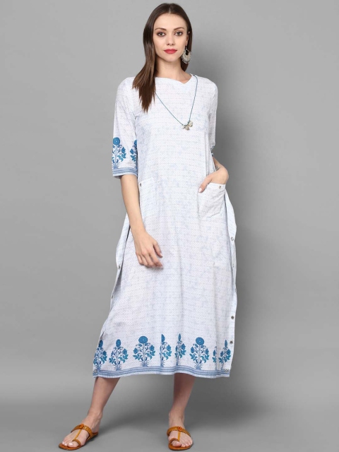 

STREET 9 Women White Printed A-Line Dress