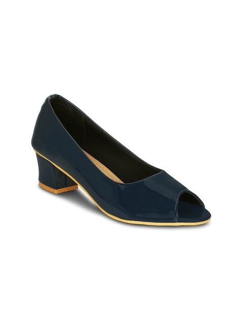 

Get Glamr Women Navy Blue Solid Peep Toes