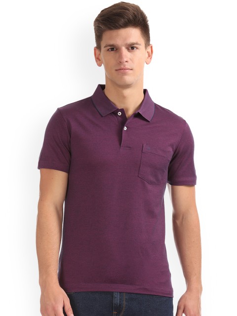 

Arrow Men Purple Solid Polo Collar T-shirt
