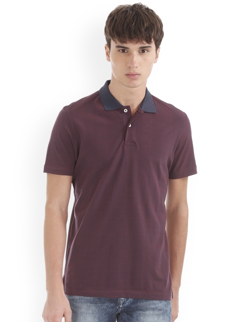 

Arrow Men Burgundy Solid Polo Collar T-shirt