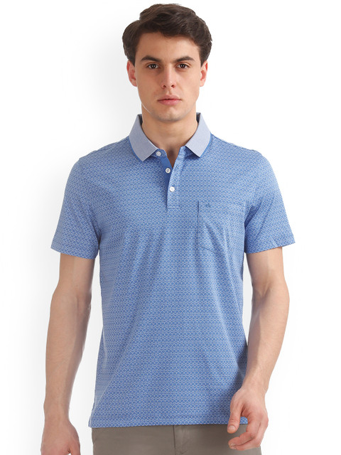 

Arrow Men Blue Printed Polo Collar T-shirt