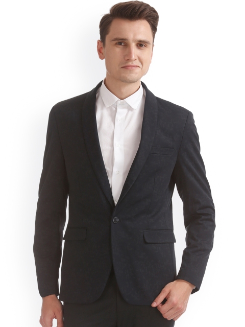 

Arrow Navy Blue Printed Single-Breasted Slim Fit Formal Blazer
