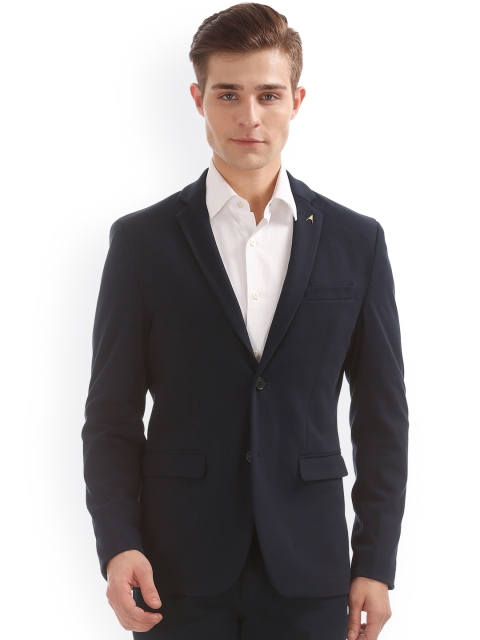 

Arrow Navy Blue Solid Single-Breasted Slim Fit Formal Blazer