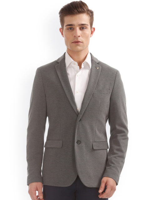 

Arrow Grey Solid Single-Breasted Slim Fit Formal Blazer