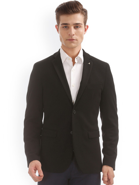 

Arrow Black Solid Single-Breasted British Style Slim Fit Formal Blazer