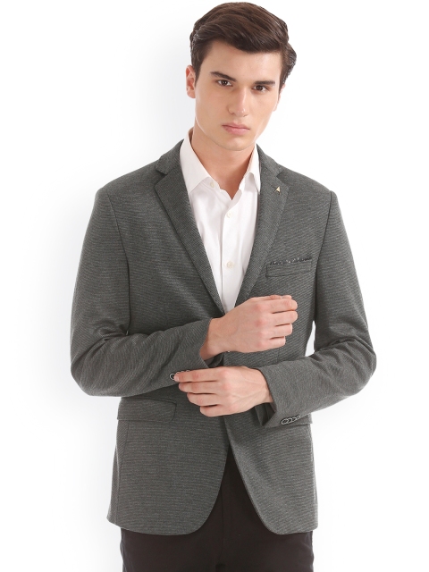 

Arrow Grey Self Design Single-Breasted Slim Fit Formal Blazer
